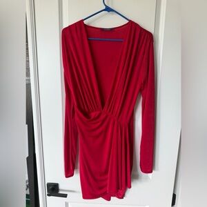 Cameo Red Fabric with Purple and Gold Label